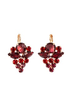 Roxannes - Mariana Jewellery, Cercei candelabru placati cu aur rose de 24K, Auriu rose/Rosu Roxannes - Mariana Jewellery, Cercei candelabru placati cu aur rose de 24K, Auriu rose/Rosu