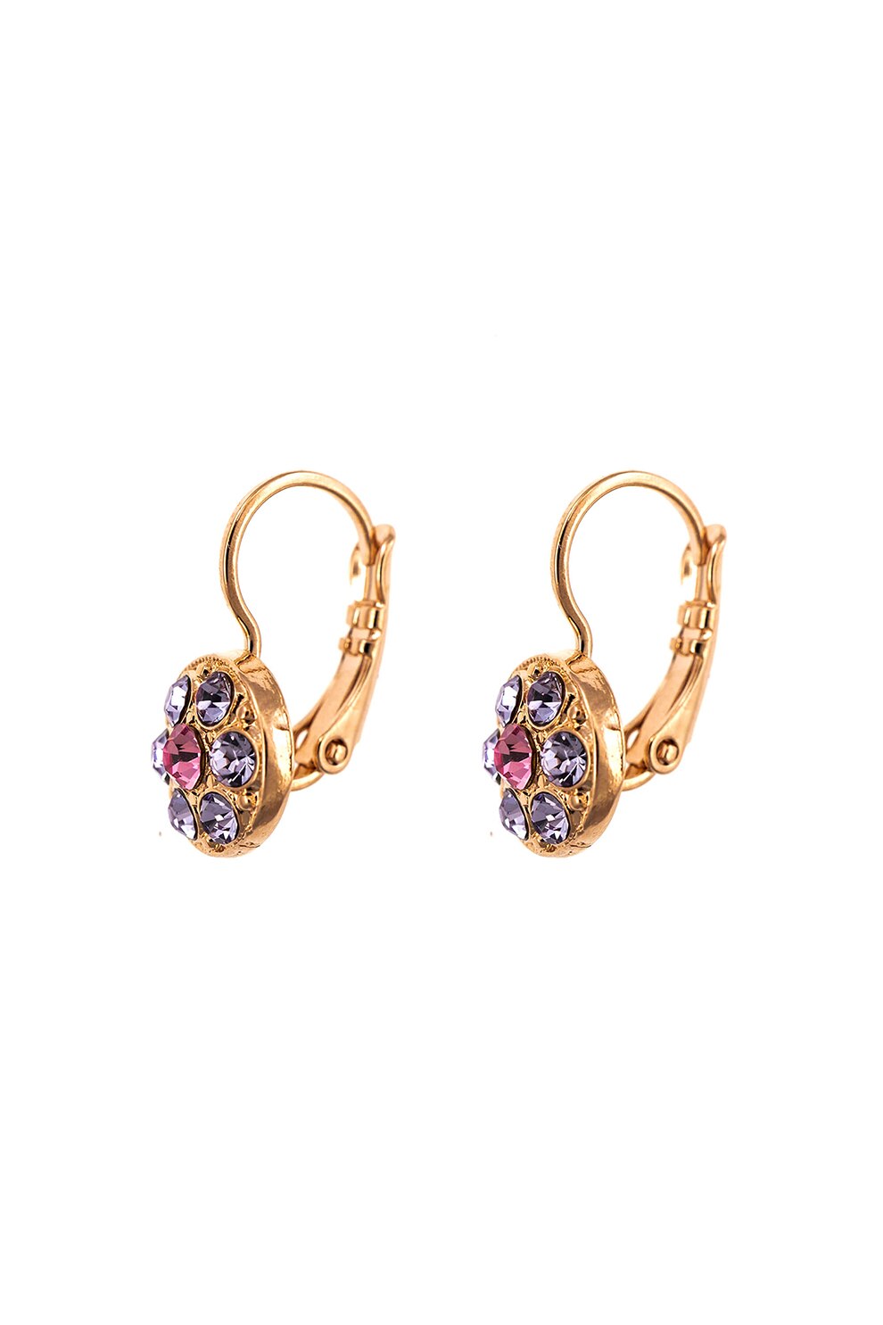 Roxannes - Mariana Jewellery, Cercei placati cu aur rose de 24K, decorati cu , auiru rose, violet ametist, roz