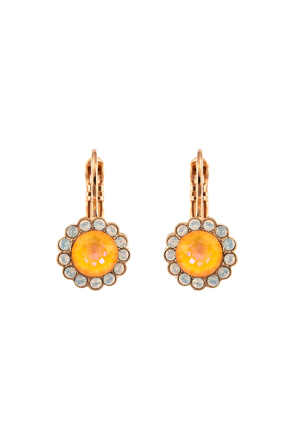 Roxannes - Mariana Jewellery, Cercei placati cu aur de 24K, cu cristale , auriu rose, oranj, argintiu