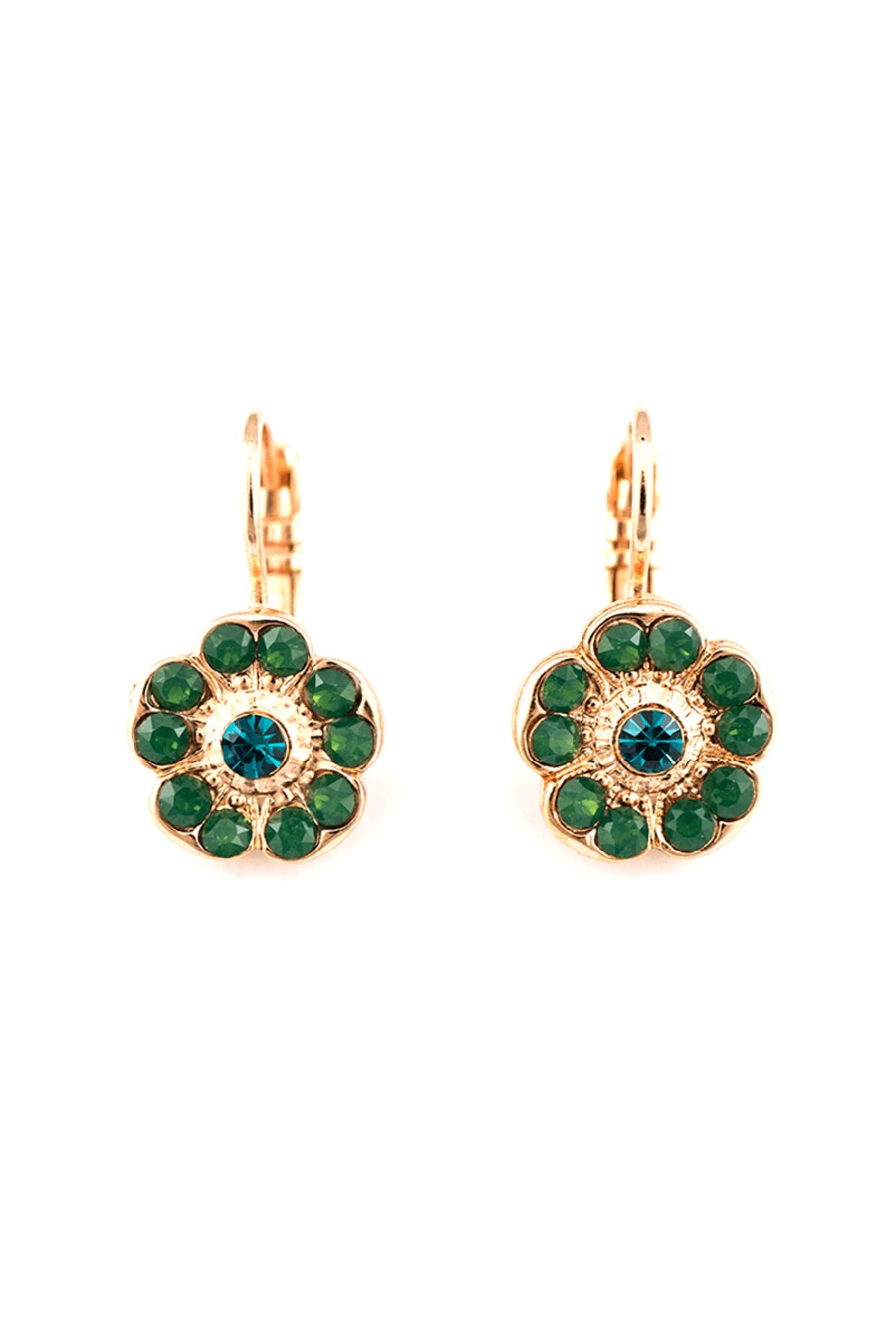 Roxannes - Mariana Jewellery, Cercei placati cu aur rose de 24K, decorati cu , Auriu rose/Verde/Albastru