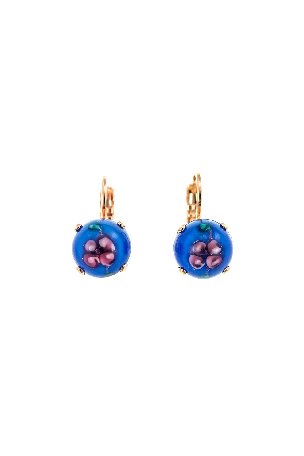 Roxannes - Mariana Jewellery, Cercei placati cu aur rose de 24k si decorati cu , auriu rose, albastru royal, roz
