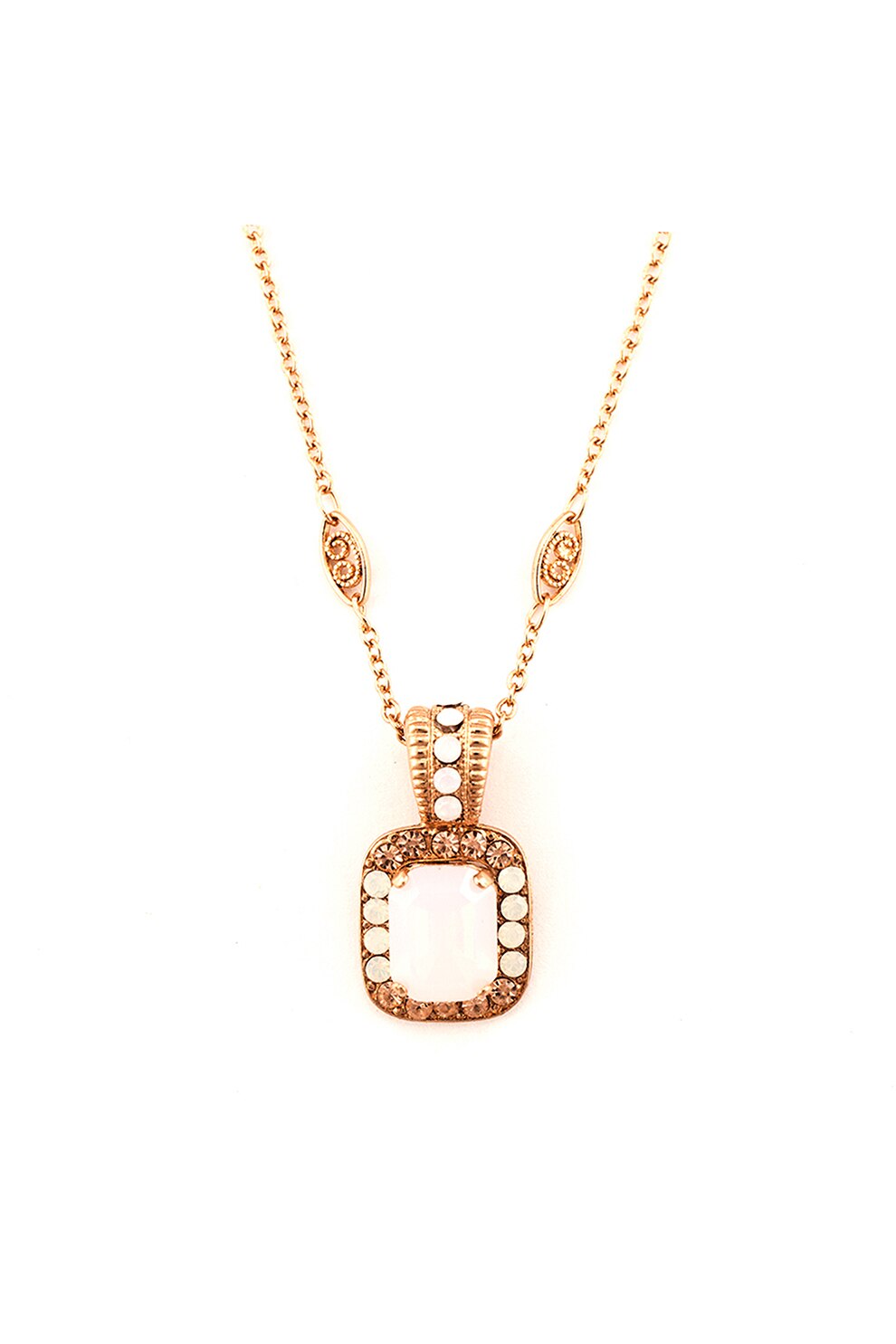 Roxannes - Mariana Jewellery, Colier placat cu aur rose de 24k si decorat cu cristale, Auriu rose/alb