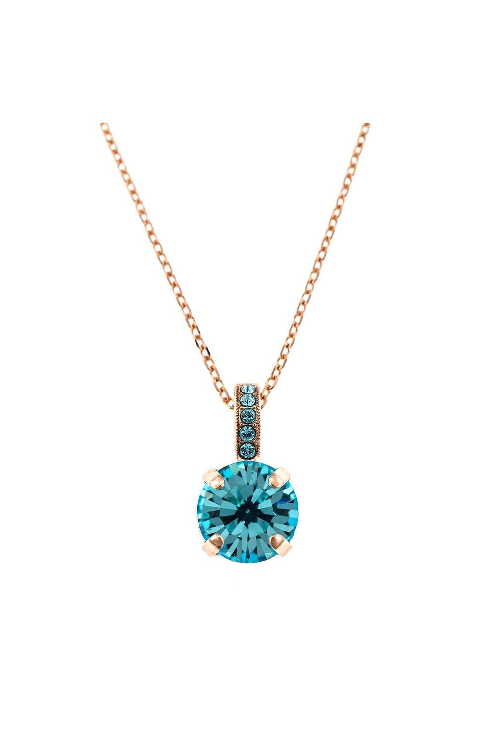 Roxannes - Mariana Jewellery, Colier placat cu aur rose de 24k si decorat cu cristale, Auriu rose/Albastru