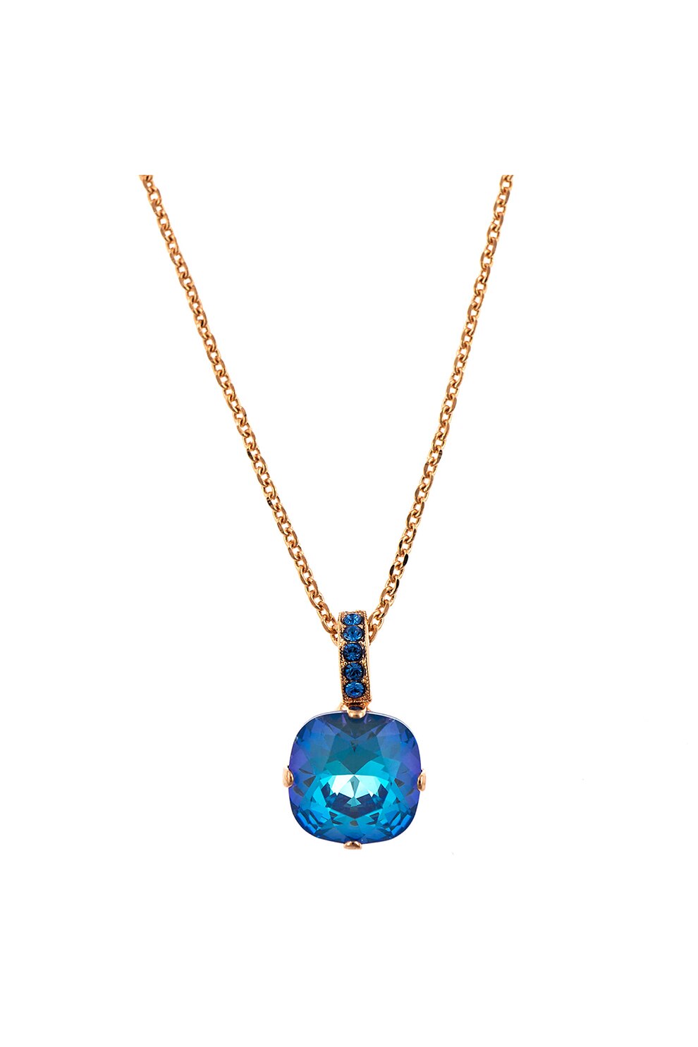 Roxannes - Mariana Jewellery, Colier placat cu aur rose de 24k si decorat cu cristale , Auriu rose/Albastru