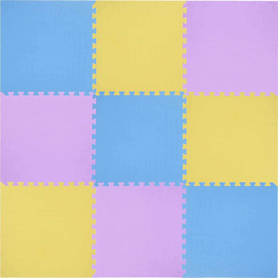 Set puzzle saltea protectie One Fitness, 180 x 180 x 1 cm, galben/bleu/mov