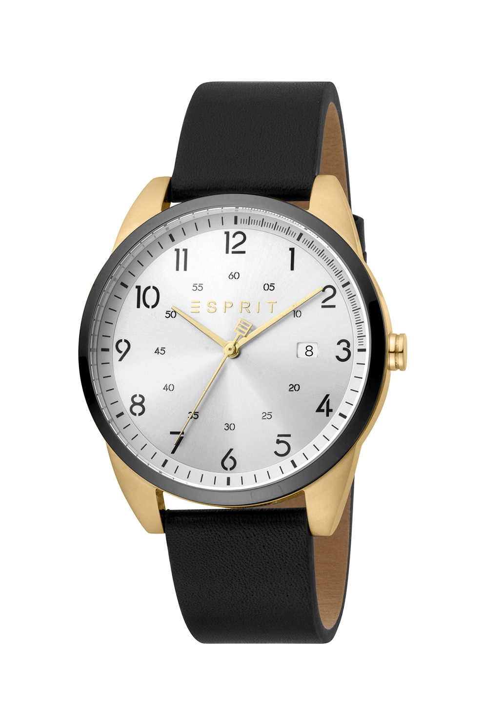 Esprit, Ceas quartz cu o curea de piele, Negru/Auriu