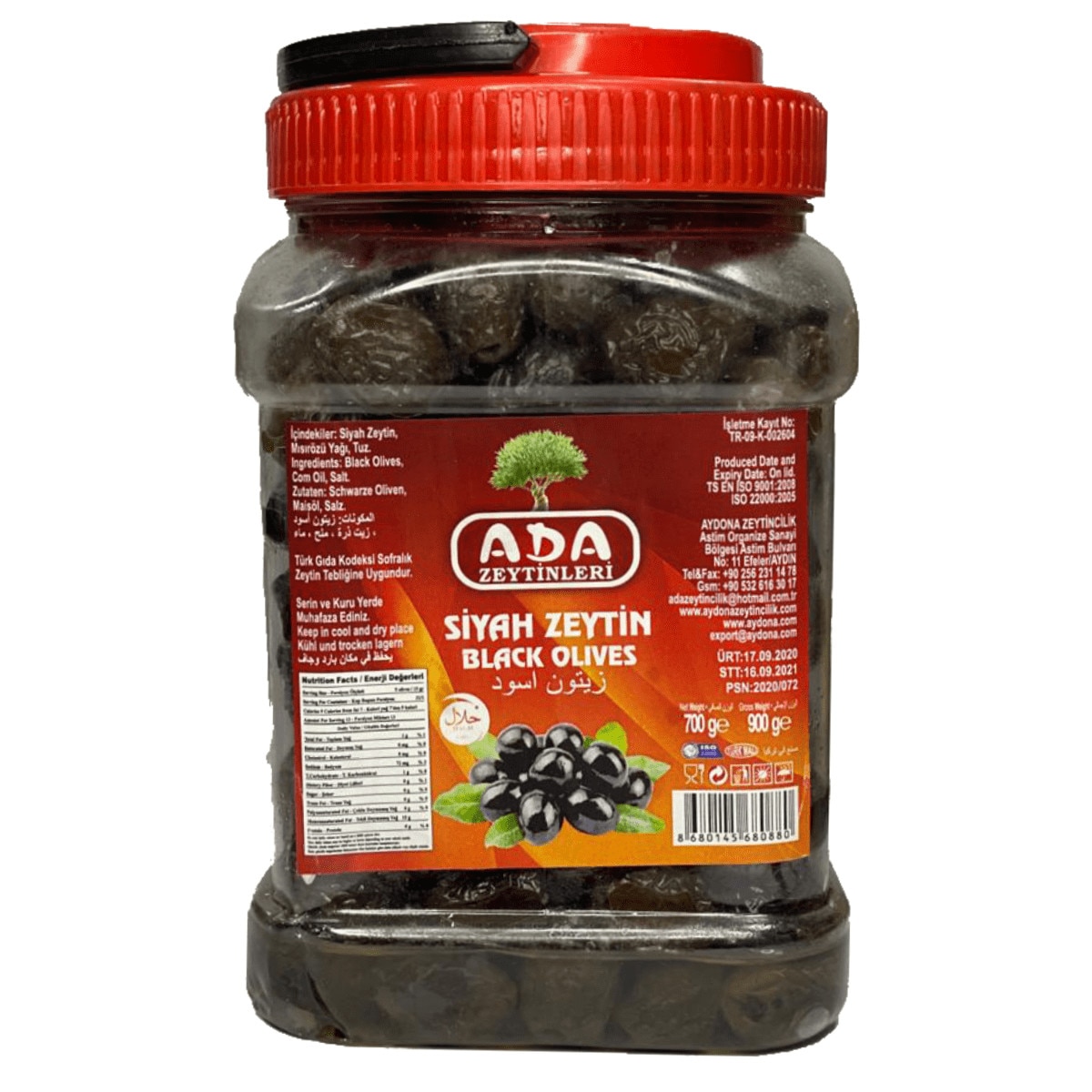 Masline negre naturale ADA, 900g