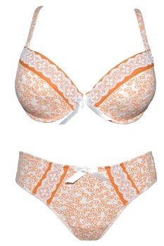 Set lenjerie intima dama Venerastyle, Monica 01, Alb/Orange Set lenjerie intima dama Venerastyle, Monica 01, Alb/Orange