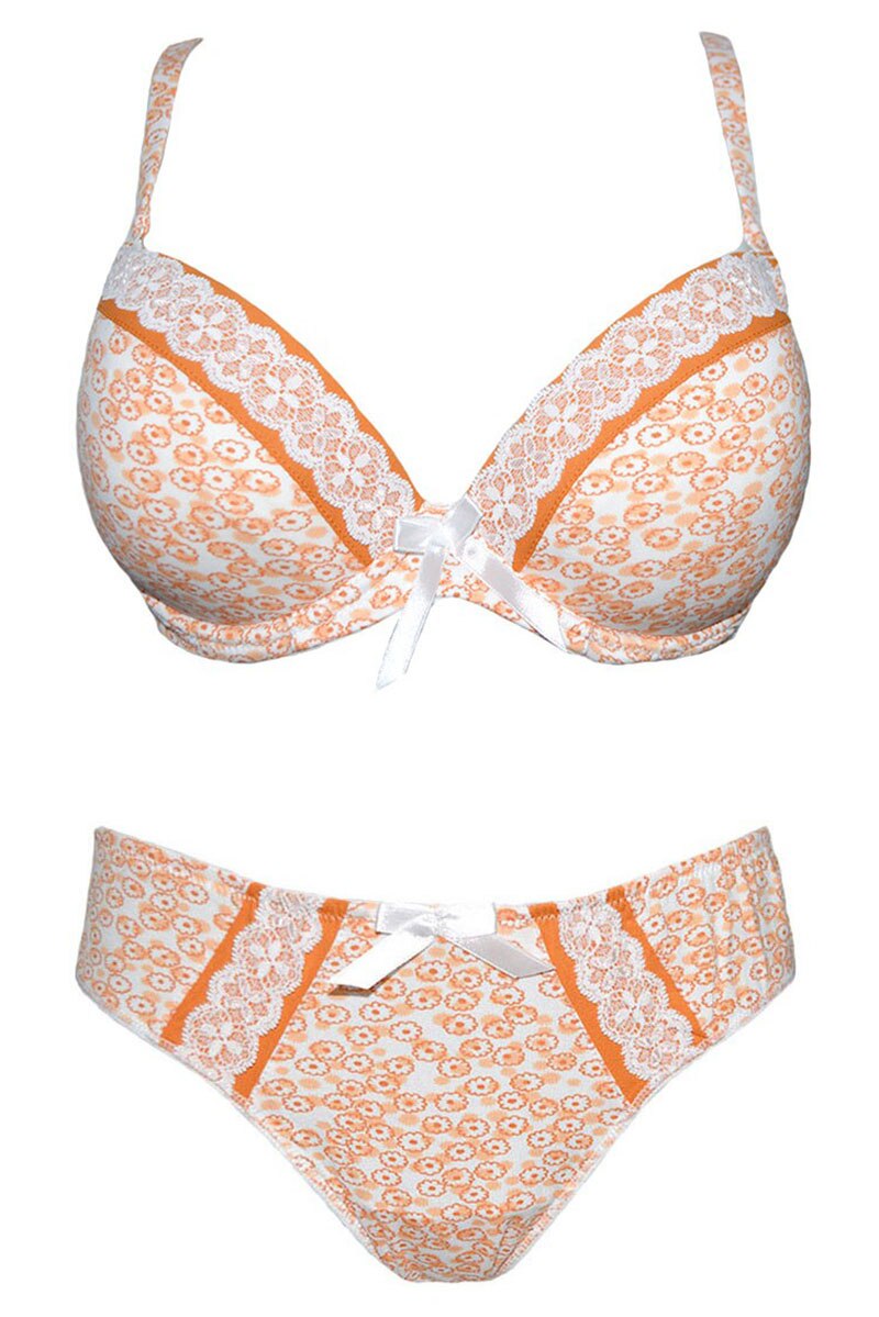 Set lenjerie intima VENERASTYLE Monica 03, Alb/Orange, 75E