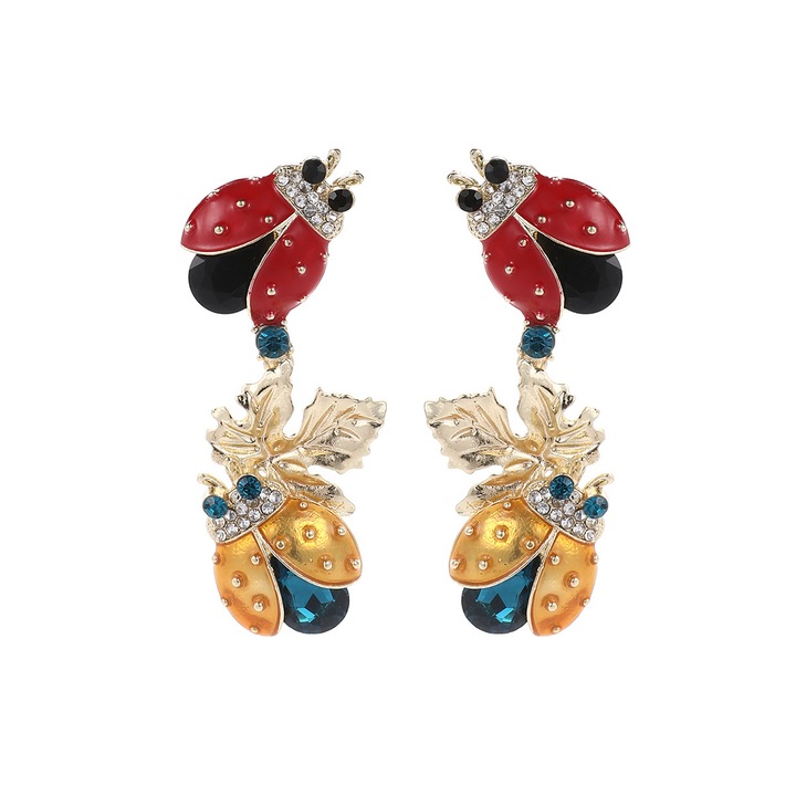 Cercei dama, Aliaj metalic, Multicolor, Pietre semi-pretioase, Gargarita 6 x 2.5 cm