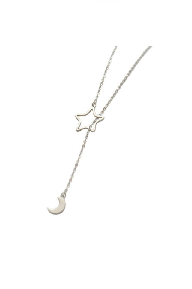 Lant din argint 925 Moon Sky cu luna si stea, 65 cm, potrivit cadou, aniversare, sarbatori