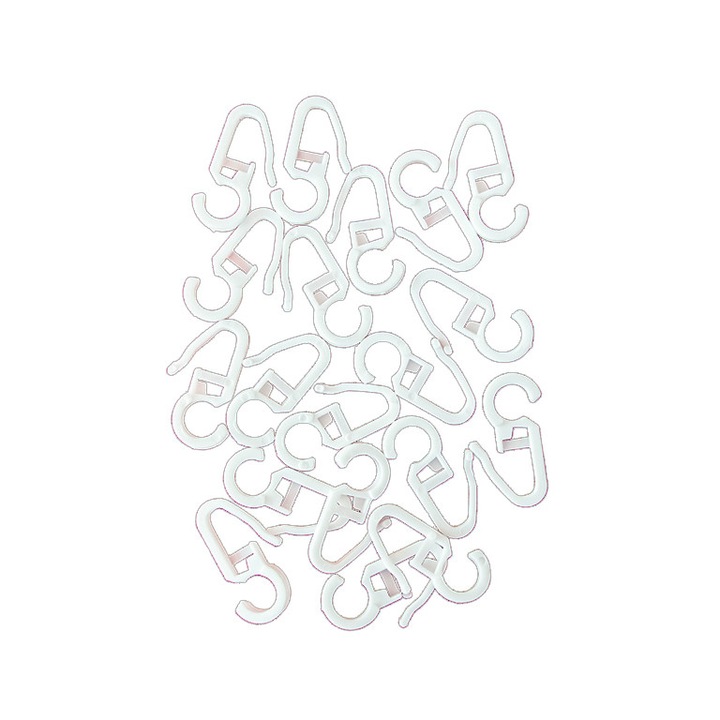 Set de 100 carlige mari, culoare Alb, pentru inele din metal sau plastic