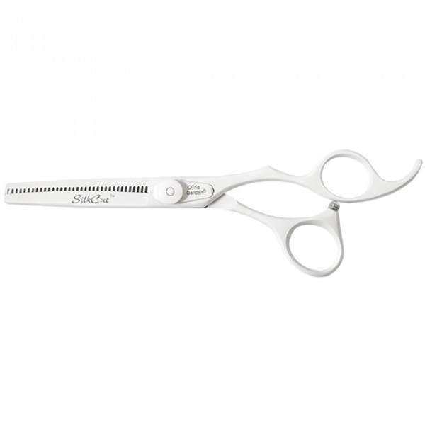 Foarfeca de filat profesionala alba cu dintii in spate, 6.35 inch, Olivia Garden SilkCut White