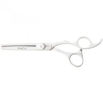 Foarfeca de filat profesionala alba cu dintii in spate, 6.35 inch, Olivia Garden SilkCut White Foarfeca de filat profesionala alba cu dintii in spate, 6.35 inch, Olivia Garden SilkCut White