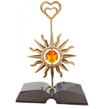 Suport poza, model soare, Crystocraft, placat cu aur 24 carate, cu citat motivational, cristale Suport poza, model soare, Crystocraft, placat cu aur 24 carate, cu citat motivational, cristale