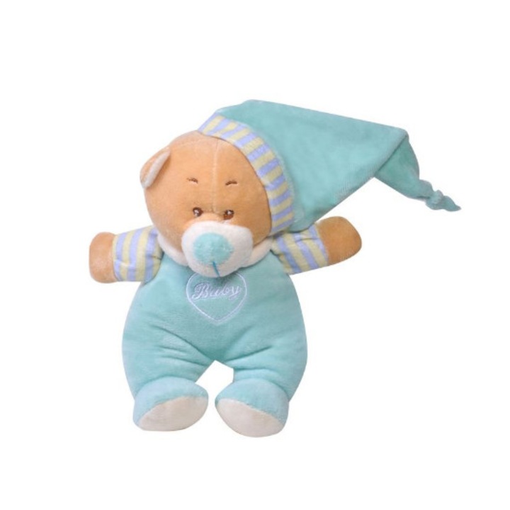 Ursulet de plus albastru, pentru bebelusi, 18 cm