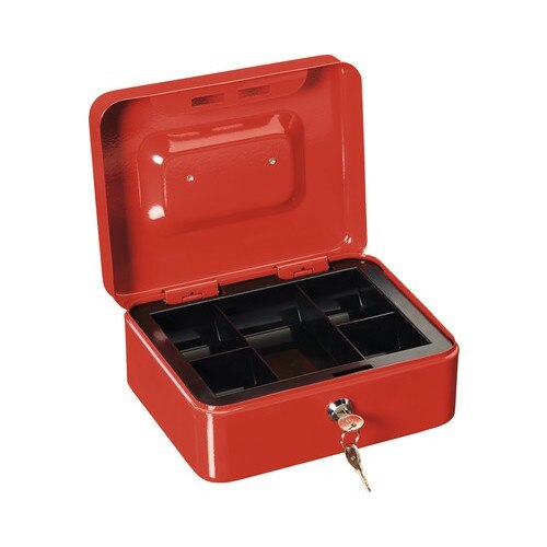 Cutie pentru bani Burg Wachter, rosie, 5 compartimente, 20x16x9 cm