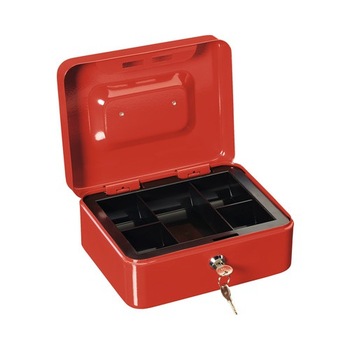 Cutie pentru bani Burg Wachter, rosie, 5 compartimente, 20x16x9 cm Cutie pentru bani Burg Wachter, rosie, 5 compartimente, 20x16x9 cm