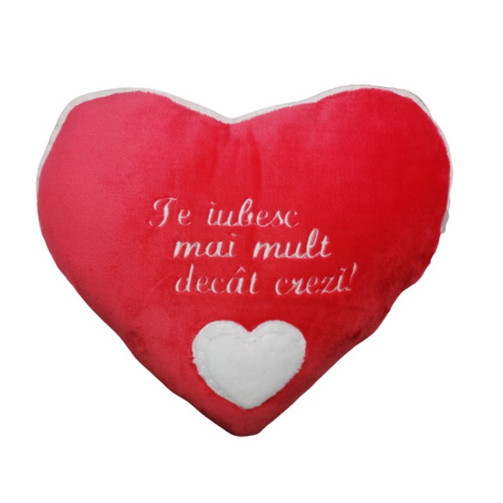 Perna Inimioara ”Te voi iubi la nesfarsit iti promit !”,rosu inchis, 40x42 cm, material flanelfleece