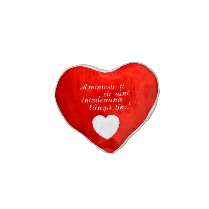 Perna Inimioara ”Aminteste-ti eu sunt intotdeauna langa tine”, rosu, 40x42 cm, material flanelfleece