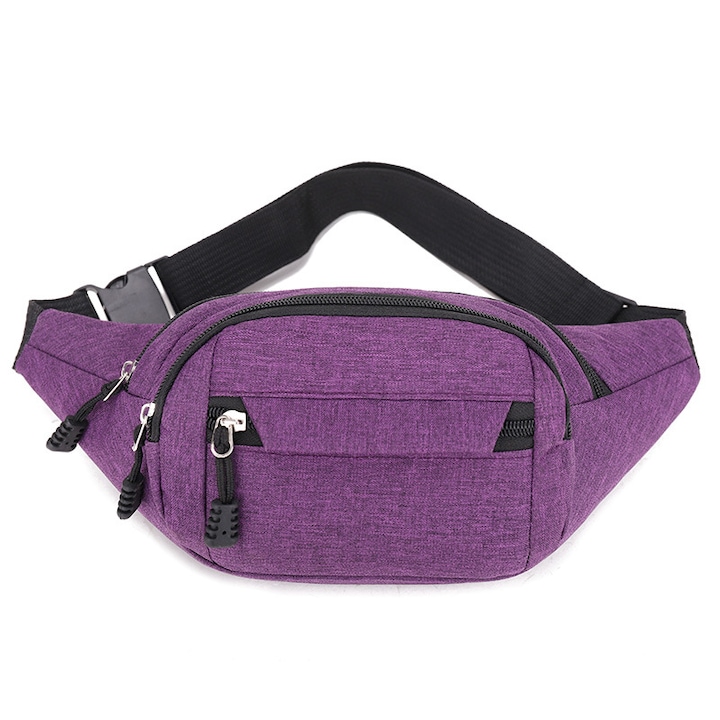 Дамска чанта с цип против кражба, 14x10x28 см, унисекс, лилава