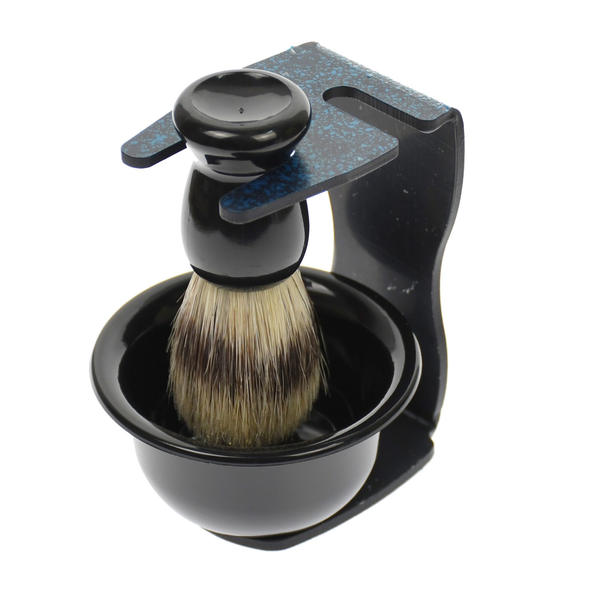 Set stand cu bol si pamatuf de ras clasic, negru - ST030