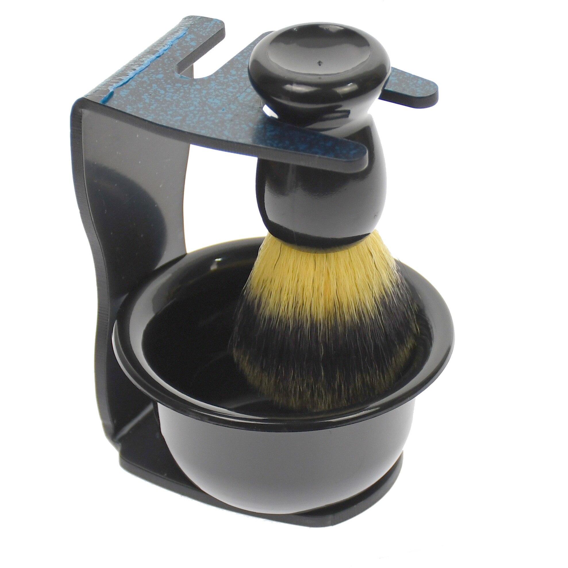 Set stand cu bol si pamatuf de ras clasic, albastru - ST029