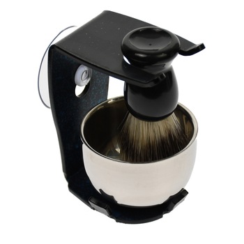 Set stand cu bol si pamatuf de ras clasic, negru - ST033 Set stand cu bol si pamatuf de ras clasic, negru - ST033