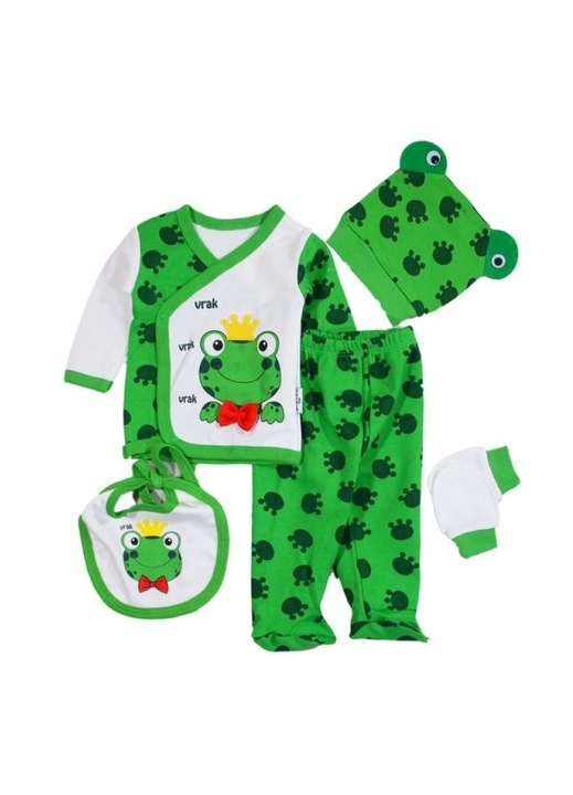 Compleu 5 piese, Model broscuta, Verde Alb