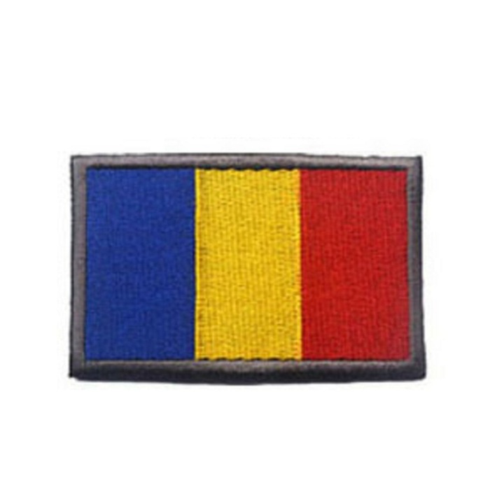 Petic textil / patch brodat/ cu scai Steagul Romaniei 8x5 cm