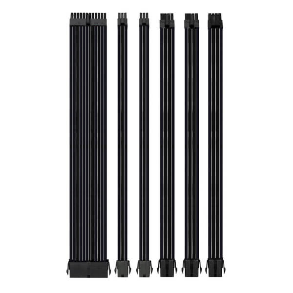 Set Prelungire Cabluri Sursa ATX, Asiahorse Modding Sleeve, Kit Extender, Mesh Textil, 30 cm, 18AWG, Negru