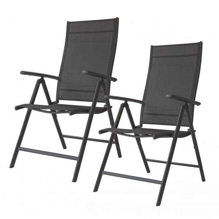 MicroZece Acél Szék Kertbe, 2 db, lehetővé teszi a háttámla beállítását 7 lépésben, 150x70x55cm, legfeljebb 150 kg