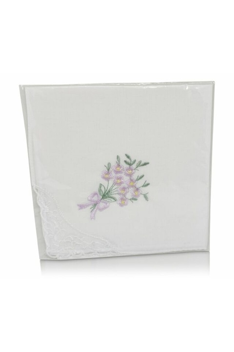 L28-8 Női hímzett textilzsebkendő 1db, tasakban