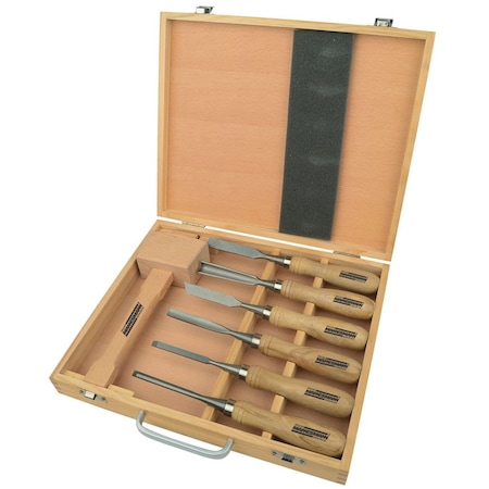 Set dalta de sculptura cu 7 piese Brüder Mannesmann, Metal, 33 x 30 x 6 cm, Maro deschis