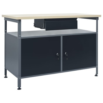 Banc de lucru cu panouri pentru atelier/garaj, cu 2 compartimente, vidaXL, Otel, 120 x 60 x 85 cm, Negru Banc de lucru cu panouri pentru atelier/garaj, cu 2 compartimente, vidaXL, Otel, 120 x 60 x 85 cm, Negru