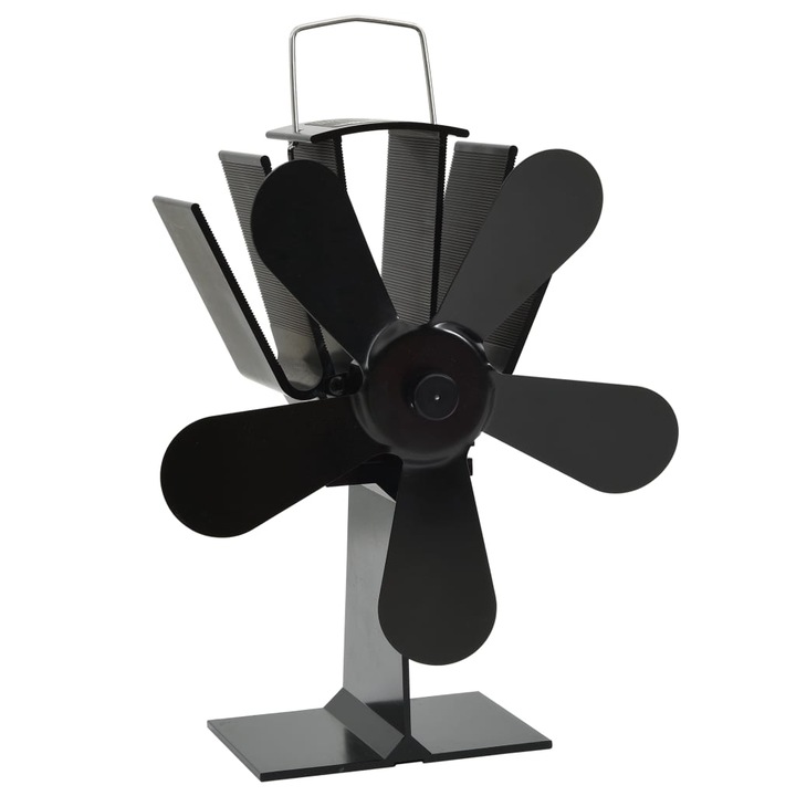 Ventilator de soba cu alimentare termica, 5 palete, negru