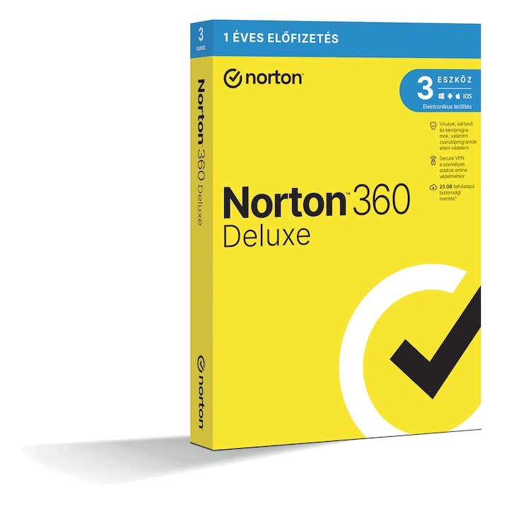 NORTON 360 DELUXE 25GB Felhőalapu Biztonsági mentés HU 1 Felhasználó 3 Eszköz 12 Hónap GENERIC GUM MM (Dobozos)