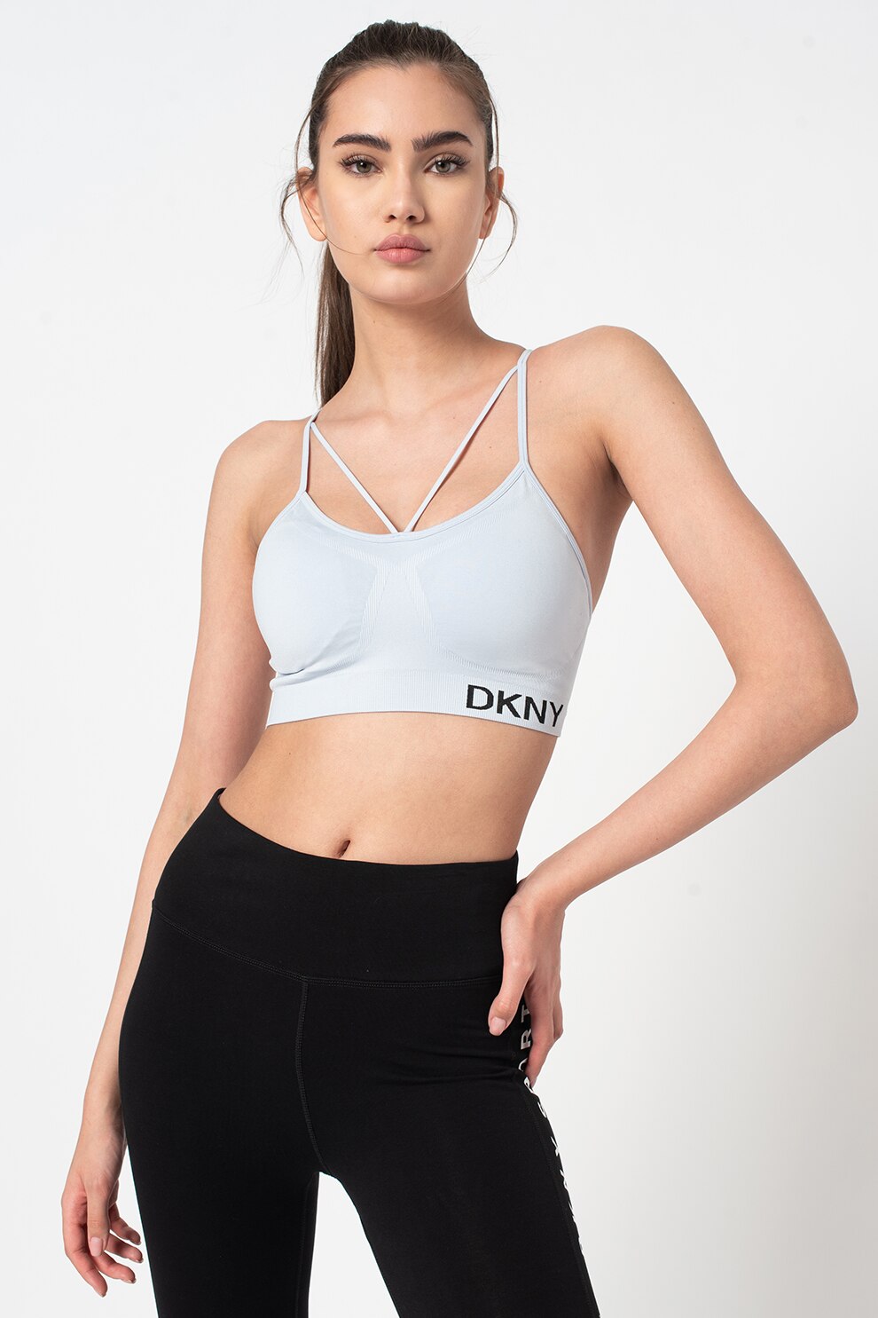 DKNY, Bustiera cu bretele incrucisate pe spate, Albastru deschis
