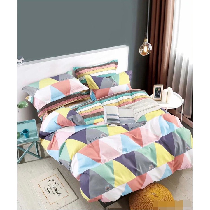 Спален комплект от дебел фурнир JOJO HOME, 6 части, 2 страни, Многоцветен