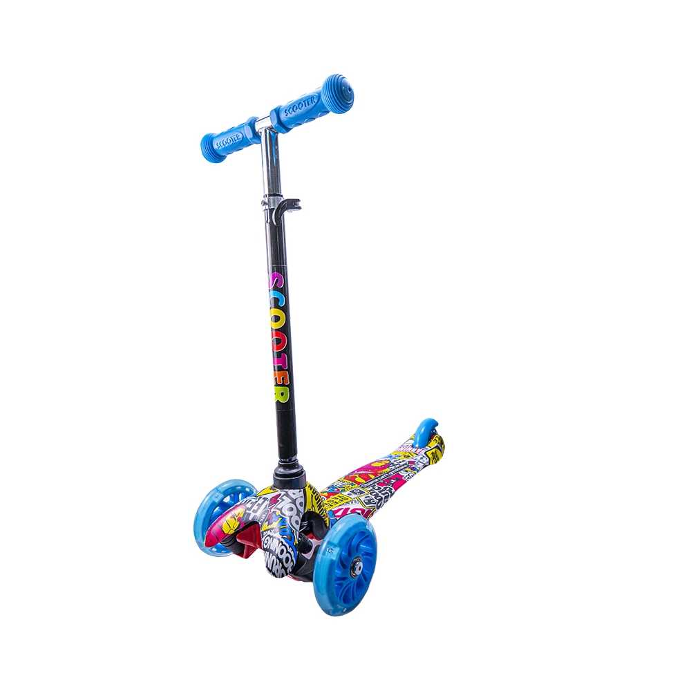 Trotineta Scooter pentru copii 7-10 ani cu roti luminoase. Albastru