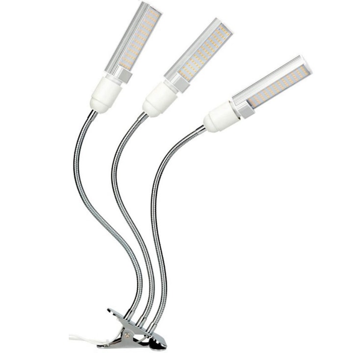 EJ PRODUCTS nagy spektrumú lámpa növények számára, 3 lábú, időzítő, állítható, cserélhető LED izzók, USB adapter