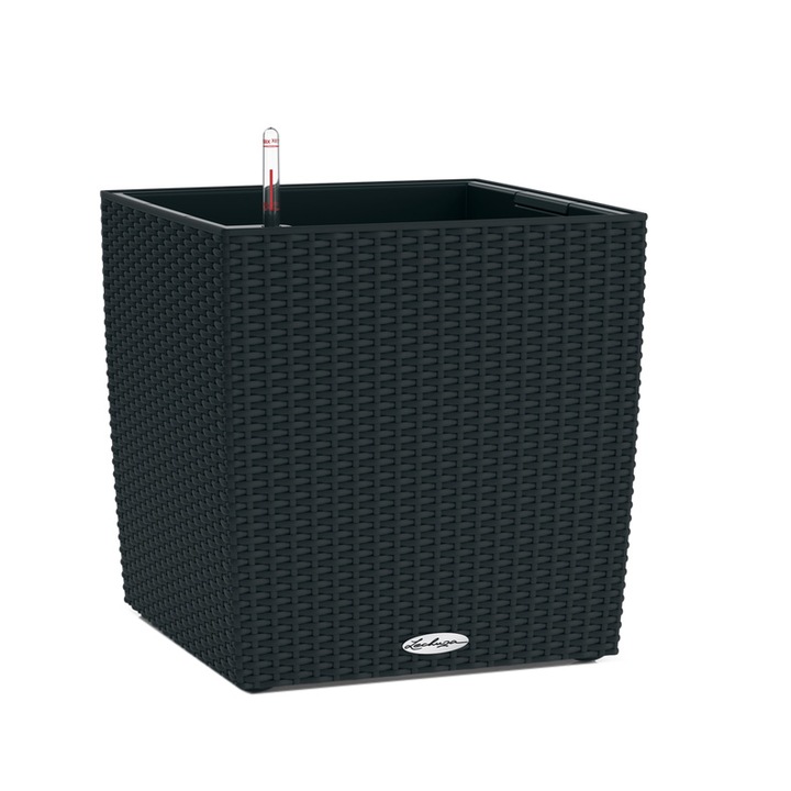 Ghiveci Lechuza Cube Cottage 40 (39 x 39 x 40 cm) Negru Grafit 15384