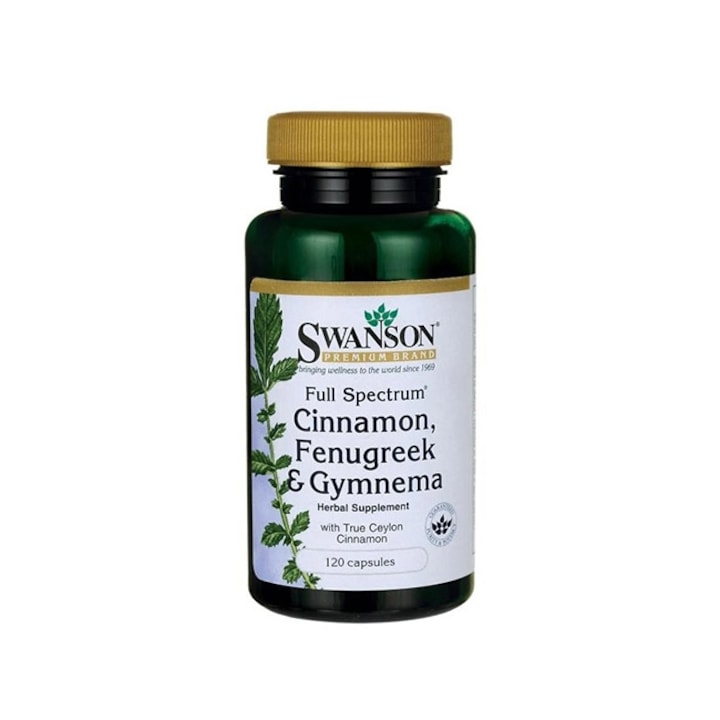 Supliment Alimentar, Swanson, Full Spectrum Cinnamon, Fenugreek & Gymnema, 120 Capsule