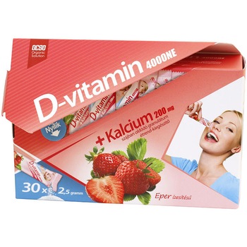 Vitamina D 4000 UI + calciu granule OCSO, orodispersabile cu gust de capsuni, 30 pliculete Vitamina D 4000 UI + calciu granule OCSO, orodispersabile cu gust de capsuni, 30 pliculete