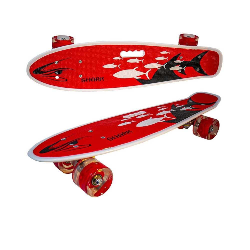Placa skateboard cu roti silicon, led, 55cm, Red Shark