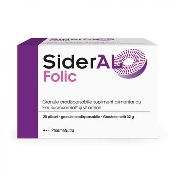 Granule orodispersabile, Sideral Folic, Solacium, 20 plicuri Granule orodispersabile, Sideral Folic, Solacium, 20 plicuri