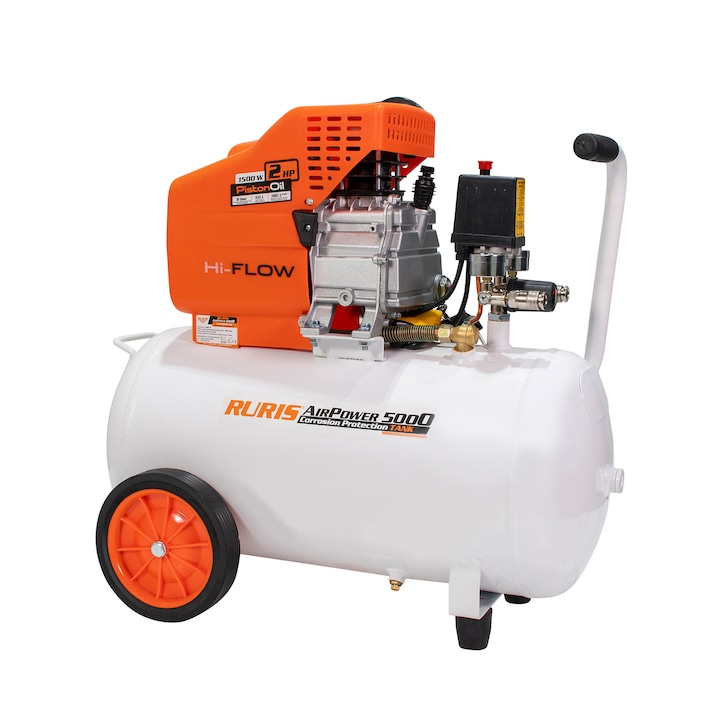 Compresor aer Ruris AirPower5000, 50l, 1500 W, 8bari, 180 L/min