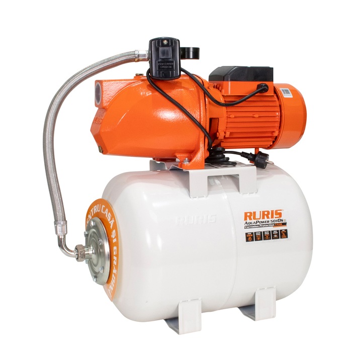 Хидрофор RURIS Aquapower 5010S, 2.200 W, 50 л, Дебит 60 л/мин, Височина на заустване 70 м, Дълбочина на засмукване 9 м