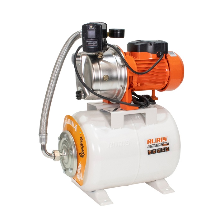 Хидрофор RURIS Aquapower 6009S, 880 W, 24 л, Дебит 46 л/мин, 45 м височина на заустване, 9 м дълбочина на засмукване