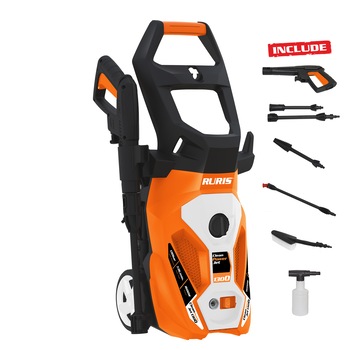 Aparat de spalat cu presiune RURIS CleanPowerJet1300, 1600 W, 420 l/h, 130 bar, accesorii incluse Aparat de spalat cu presiune RURIS CleanPowerJet1300, 1600 W, 420 l/h, 130 bar, accesorii incluse